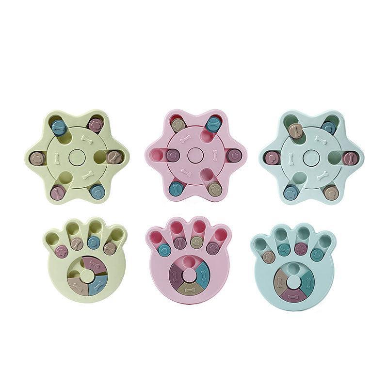 Dog Treat Dispenser Food Puzzle Toy Interactive Training Feeder Pet Supply Bowl - Claw-Blue