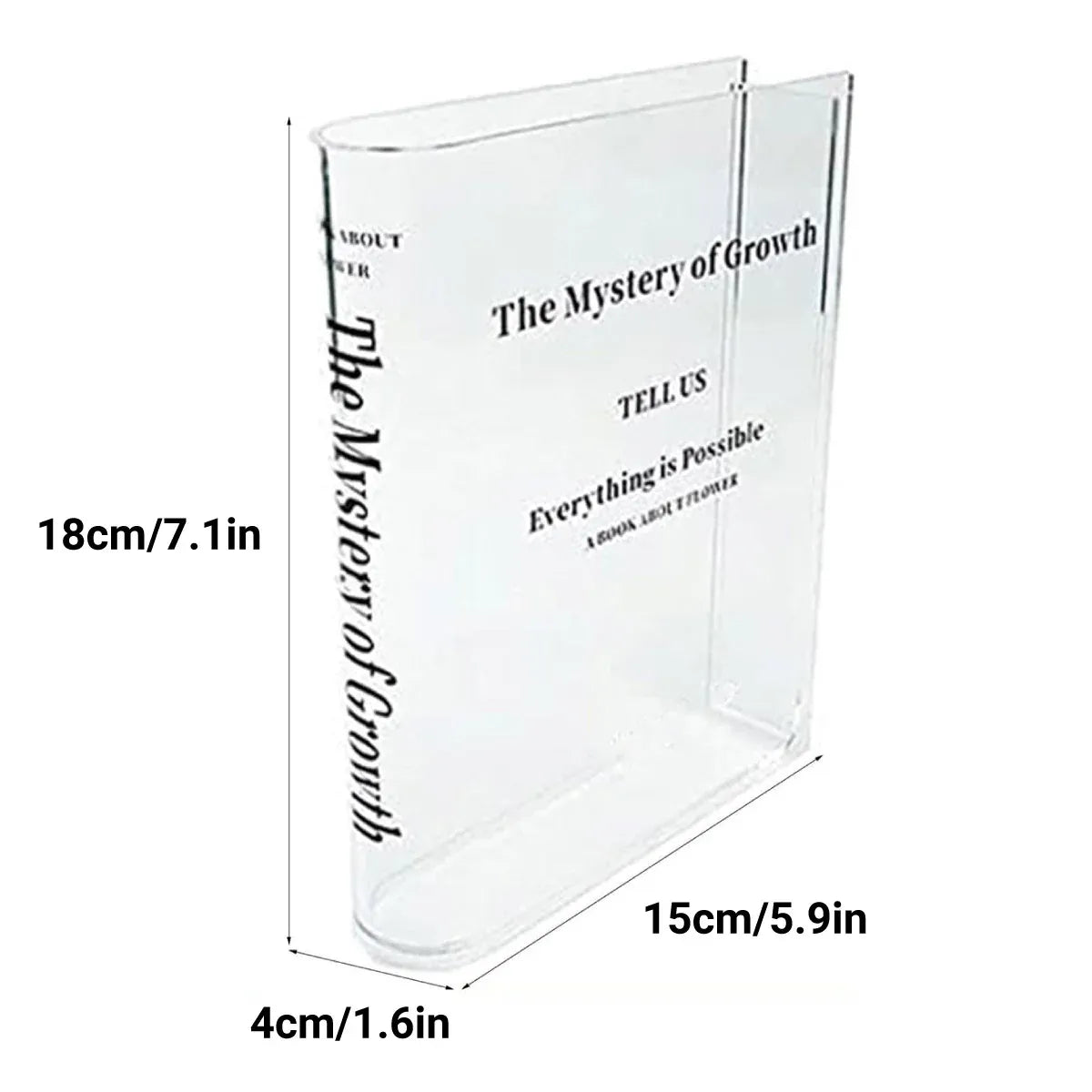 Transparent Book Vase Flower Holder Acrylic Decorative Table Display Stand