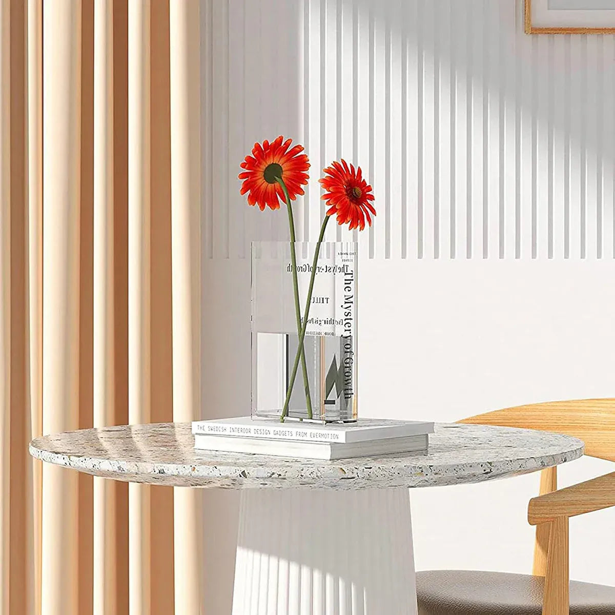 Transparent Book Vase Flower Holder Acrylic Decorative Table Display Stand