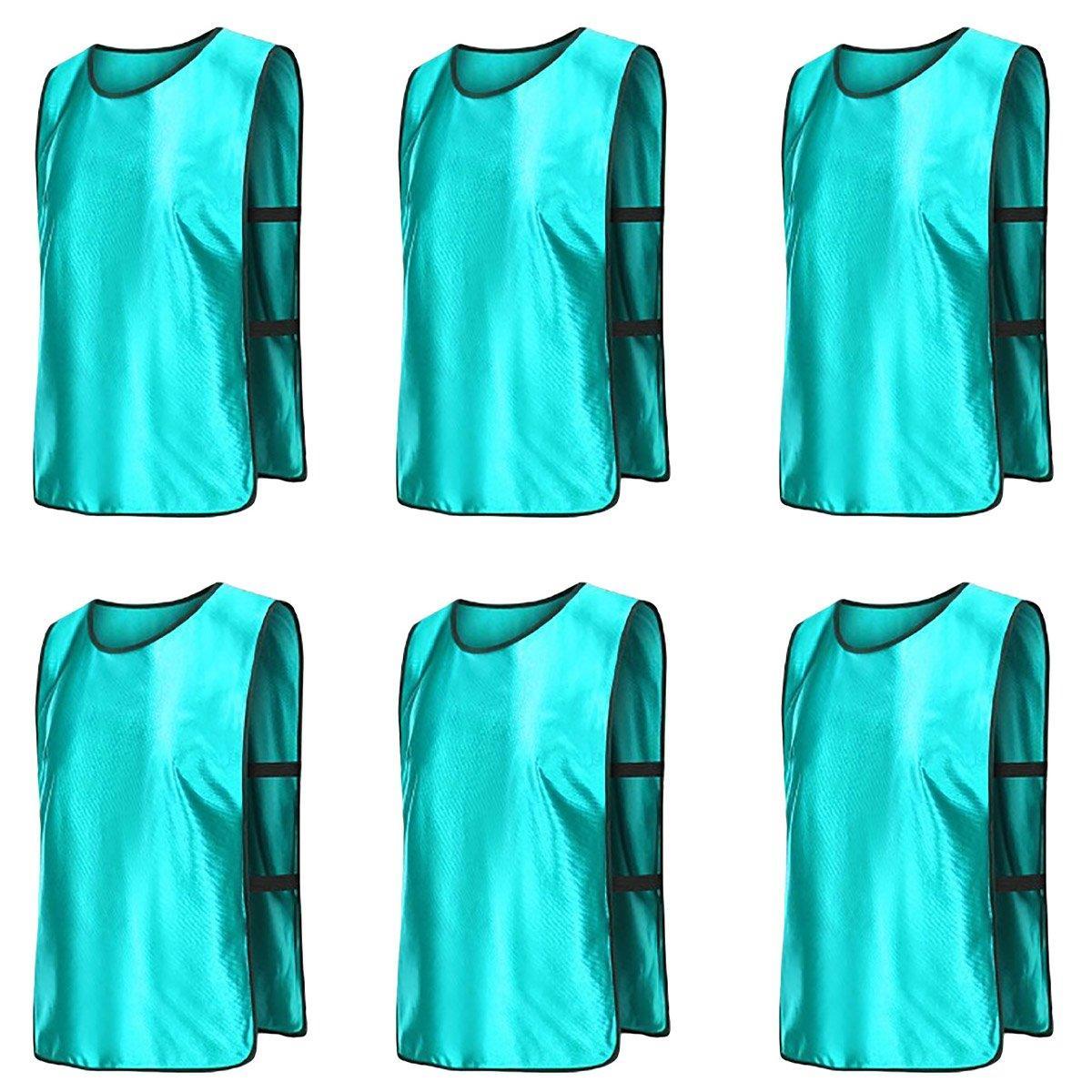6X Sports Training Bibs Soccer Vests Group Team Bibs Basketball Cricket Football - Dark Blue-S