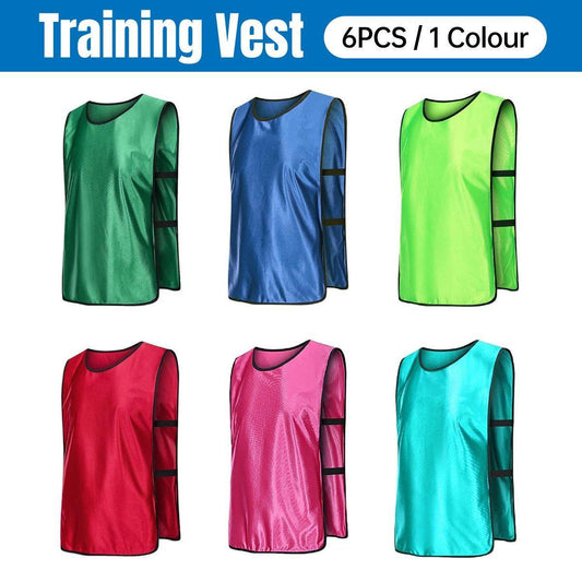 6X Sports Training Bibs Soccer Vests Group Team Bibs Basketball Cricket Football - Fluorescent Green-S