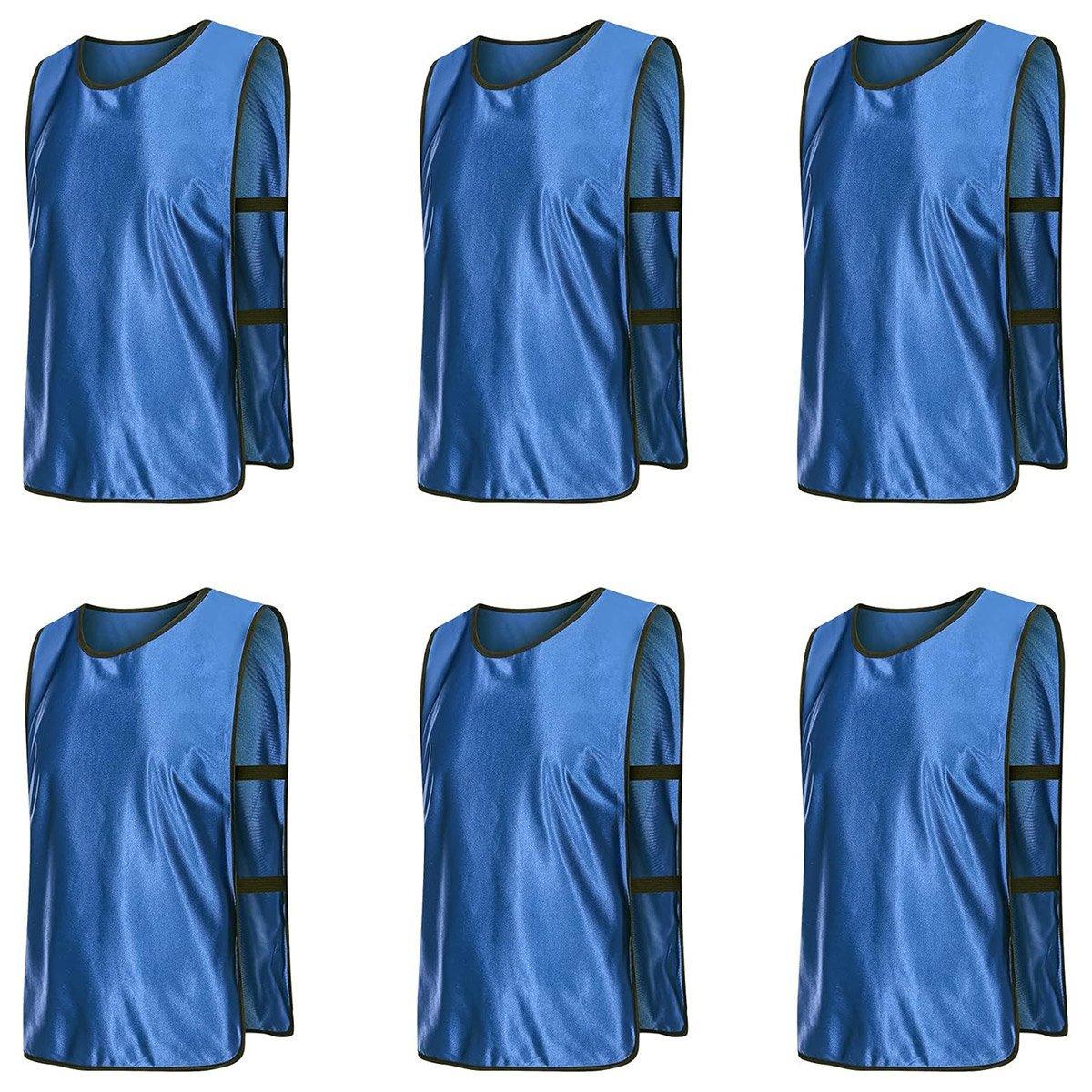 6X Sports Training Bibs Soccer Vests Group Team Bibs Basketball Cricket Football - Fluorescent Green-S