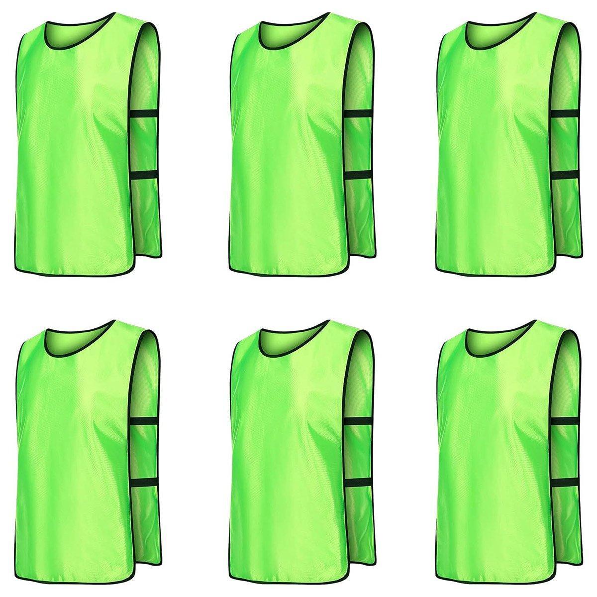 6X Sports Training Bibs Soccer Vests Group Team Bibs Basketball Cricket Football - Grass Green-S