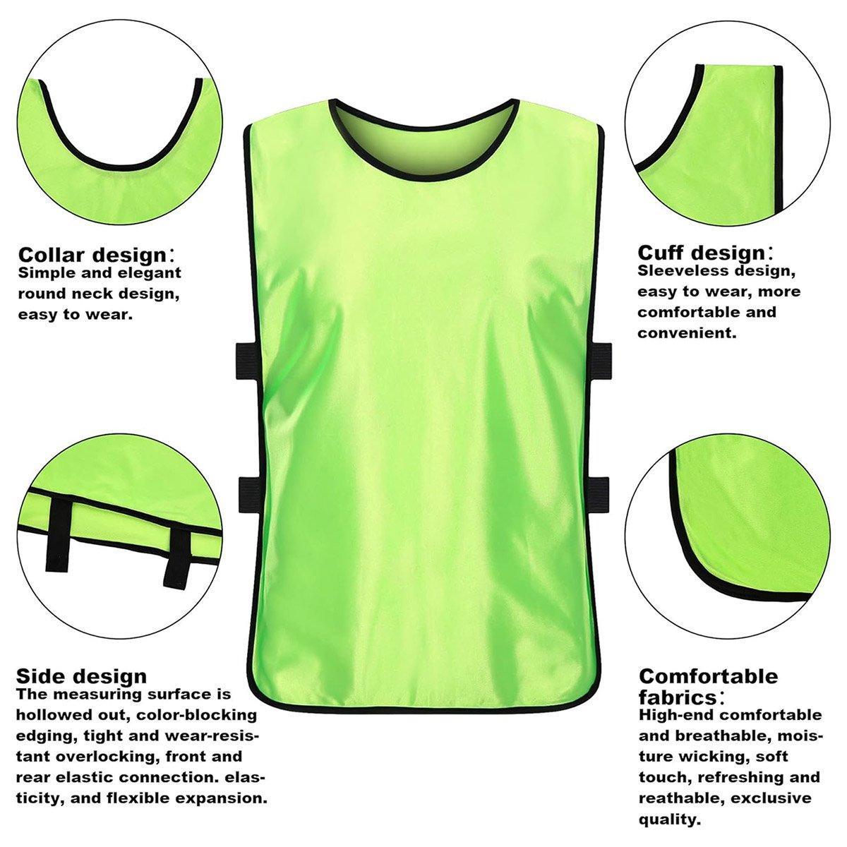 6X Sports Training Bibs Soccer Vests Group Team Bibs Basketball Cricket Football - Red-S