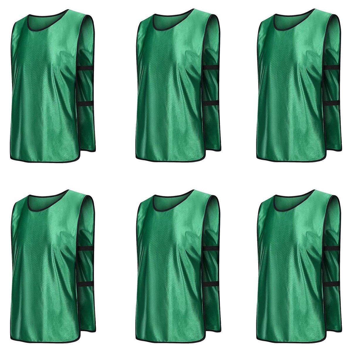 6X Sports Training Bibs Soccer Vests Group Team Bibs Basketball Cricket Football - Red-S