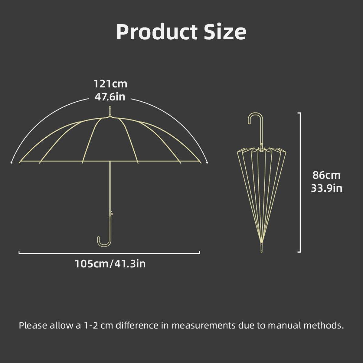 Large 16 Bone Automatic Umbrella Unisex Long Handle Dual Use Rain Sun Umbrella - Purple