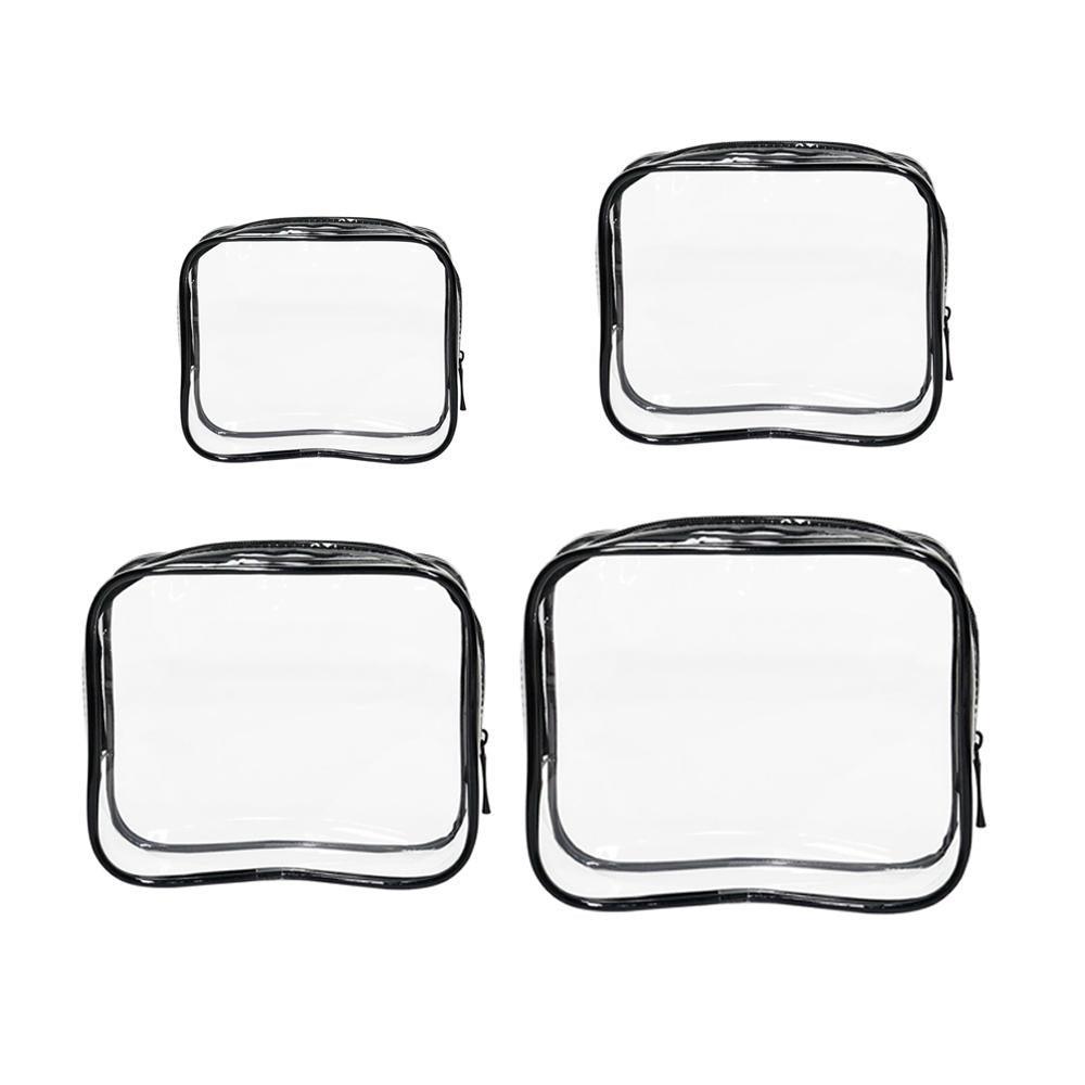 4pcs Durable PVC Cosmetic Bags Easy to Clean Multiple Sizes and Colours 9 Shades - 4pcs-Banana