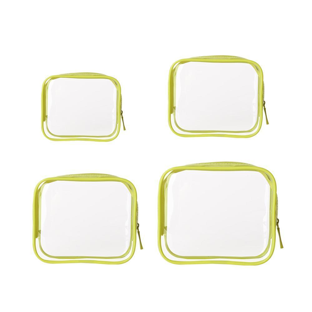 4pcs Durable PVC Cosmetic Bags Easy to Clean Multiple Sizes and Colours 9 Shades - 4pcs-Banana