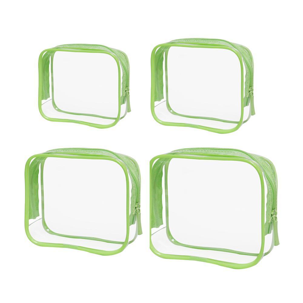 4pcs Durable PVC Cosmetic Bags Easy to Clean Multiple Sizes and Colours 9 Shades - 4pcs-Banana