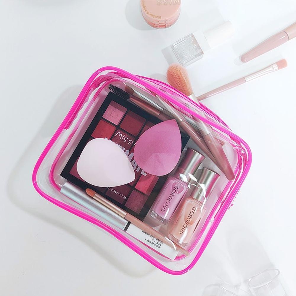 4pcs Durable PVC Cosmetic Bags Easy to Clean Multiple Sizes and Colours 9 Shades - 4pcs-Blue