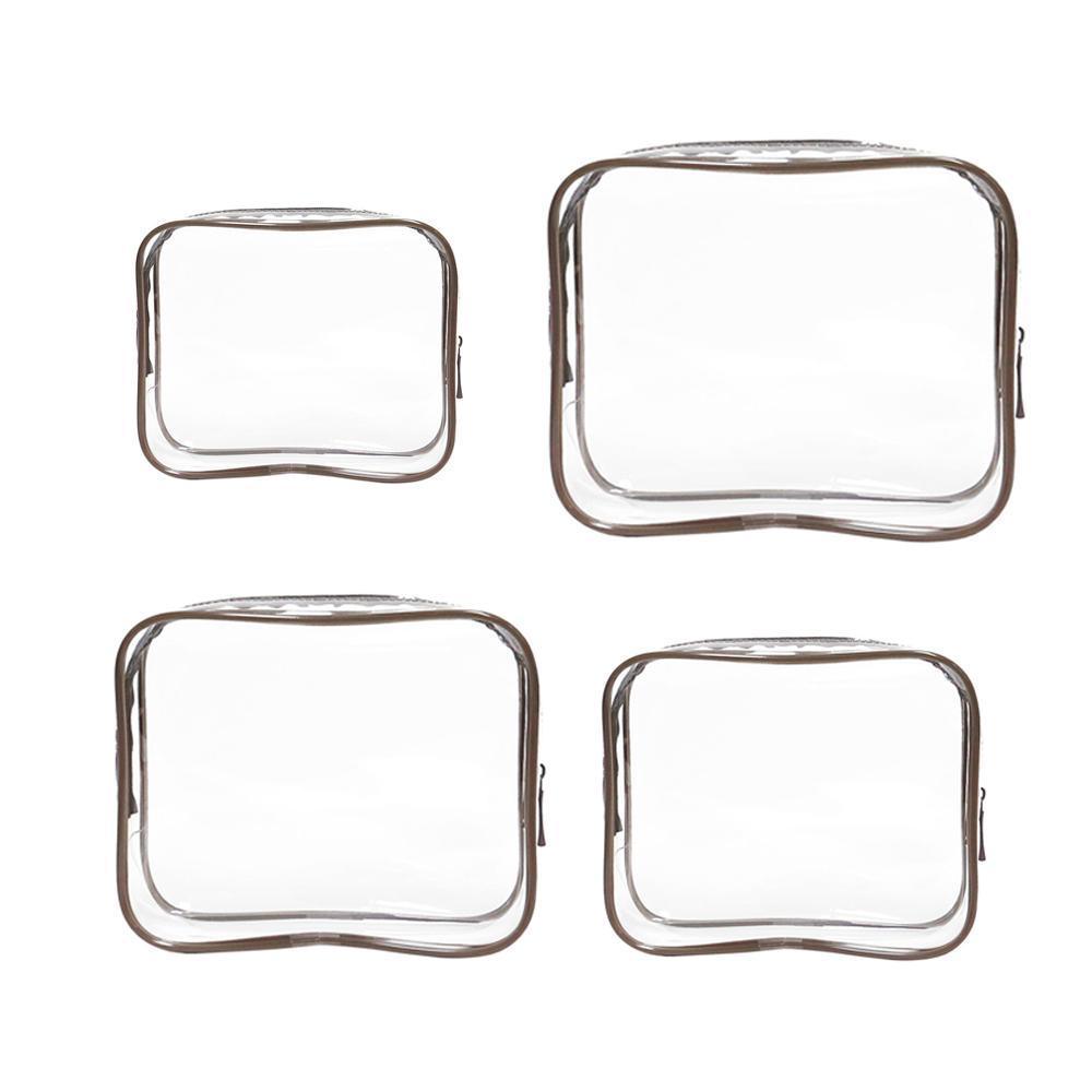 4pcs Durable PVC Cosmetic Bags Easy to Clean Multiple Sizes and Colours 9 Shades - 4pcs-Green