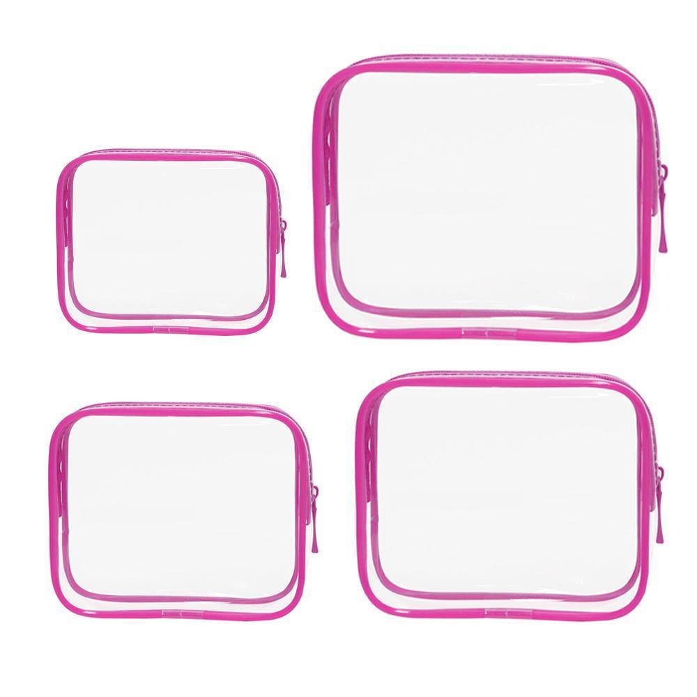 4pcs Durable PVC Cosmetic Bags Easy to Clean Multiple Sizes and Colours 9 Shades - 4pcs-Green