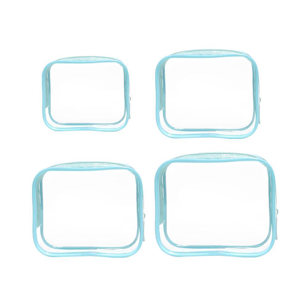 4pcs Durable PVC Cosmetic Bags Easy to Clean Multiple Sizes and Colours 9 Shades - 4pcs-White