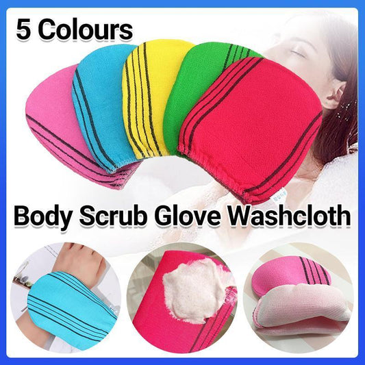 Fiber Cleaner Bath Glove Exfoliating Towel Body Rub Shower Scrub Glove Washcloth - Pink