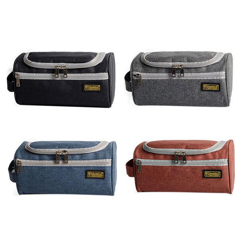 Large Capacity Men Travel Toiletry Kit Wash Bag Waterproof Cosmetic Bags Holder - Brick Red