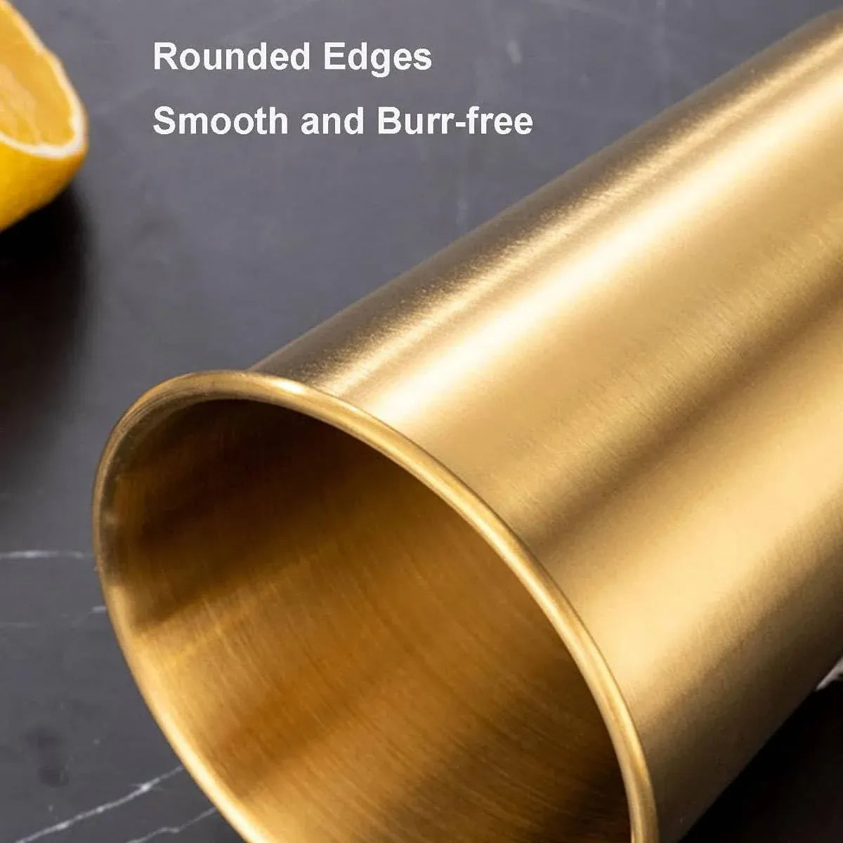 Stainless Steel Cup Set 6pcs Gold 400ml Curled Lip 304 Cold Drink Pint