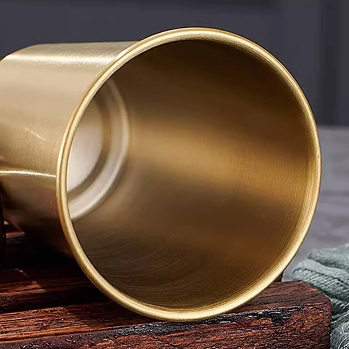 Stainless Steel Cup Set 6pcs Gold 400ml Curled Lip 304 Cold Drink Pint