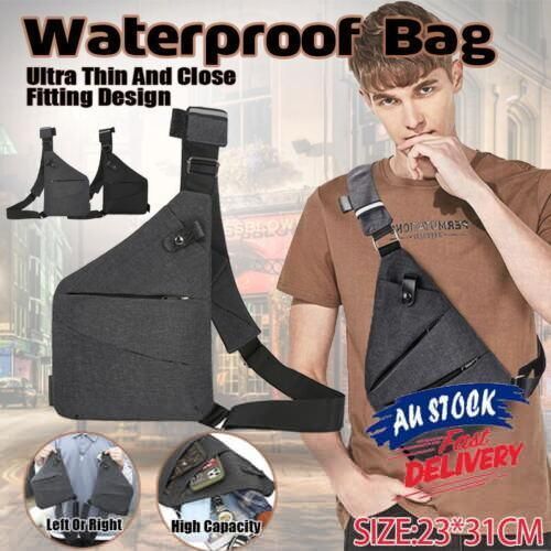 Waterproof Bag Personal Anti Theft Shoulder Man Pocket Portable Chest Travel Grey - Grey Right