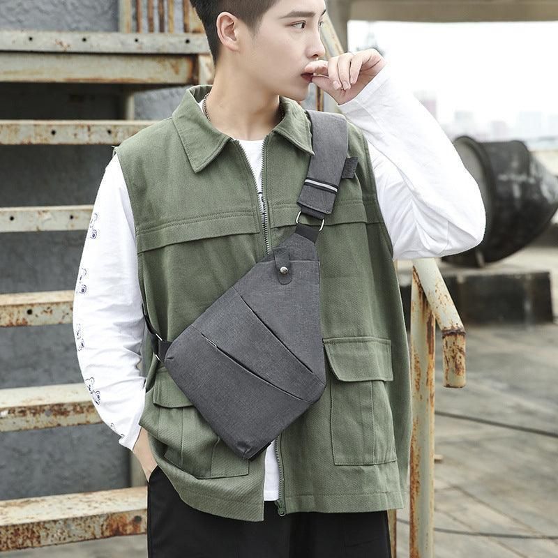Waterproof Bag Personal Anti Theft Shoulder Man Pocket Portable Chest Travel Grey - Grey Right