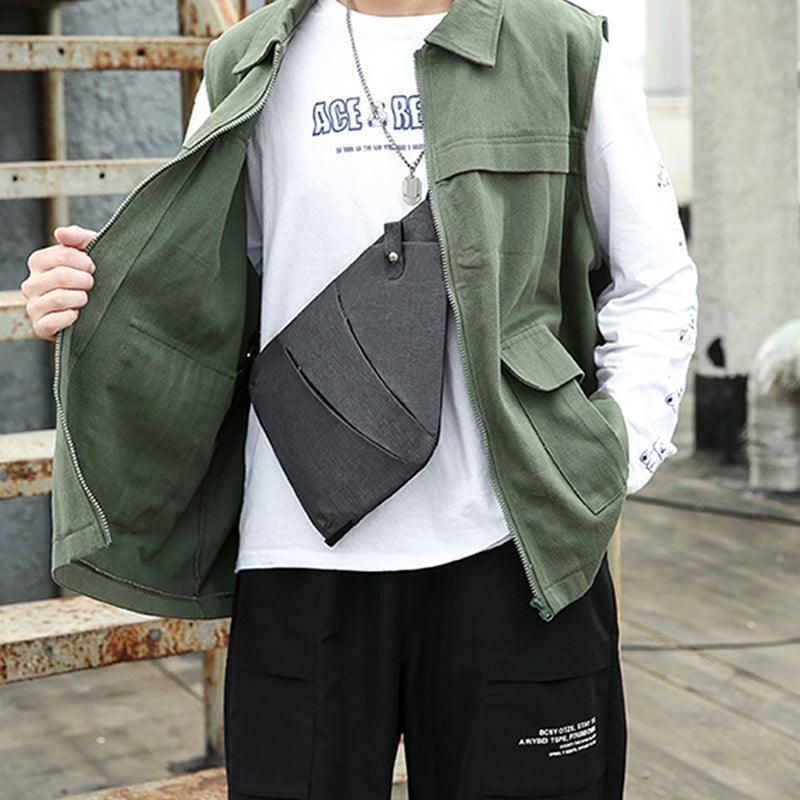 Waterproof Bag Personal Anti Theft Shoulder Man Pocket Portable Chest Travel Grey - Grey Right