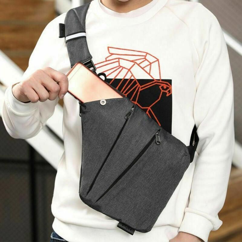 Waterproof Bag Personal Anti Theft Shoulder Man Pocket Portable Chest Travel Grey - Grey Right
