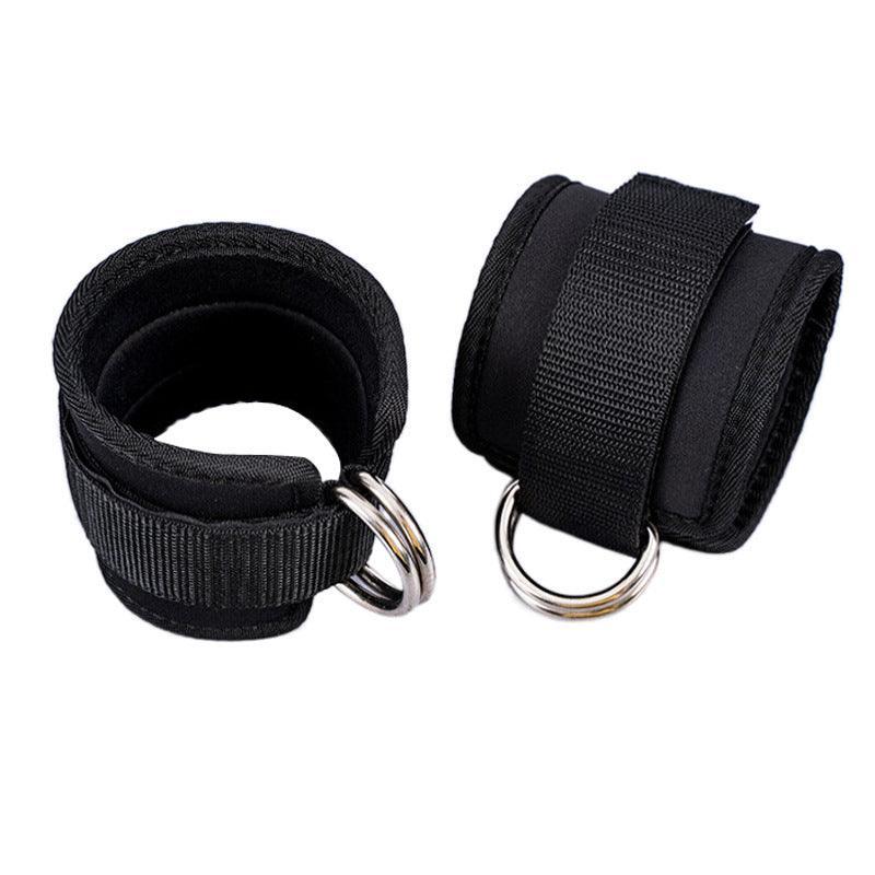 2PCS Weight Lifting Ankle D-Ring Strap Pulley Cable Kickbacks Attachment Gym Leg - Black