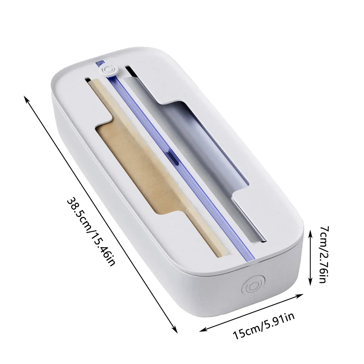 Kitchen Plastic Wrap Cutter Cling Film Dispenser Box ABS White 38.5 x 15 x 7cm