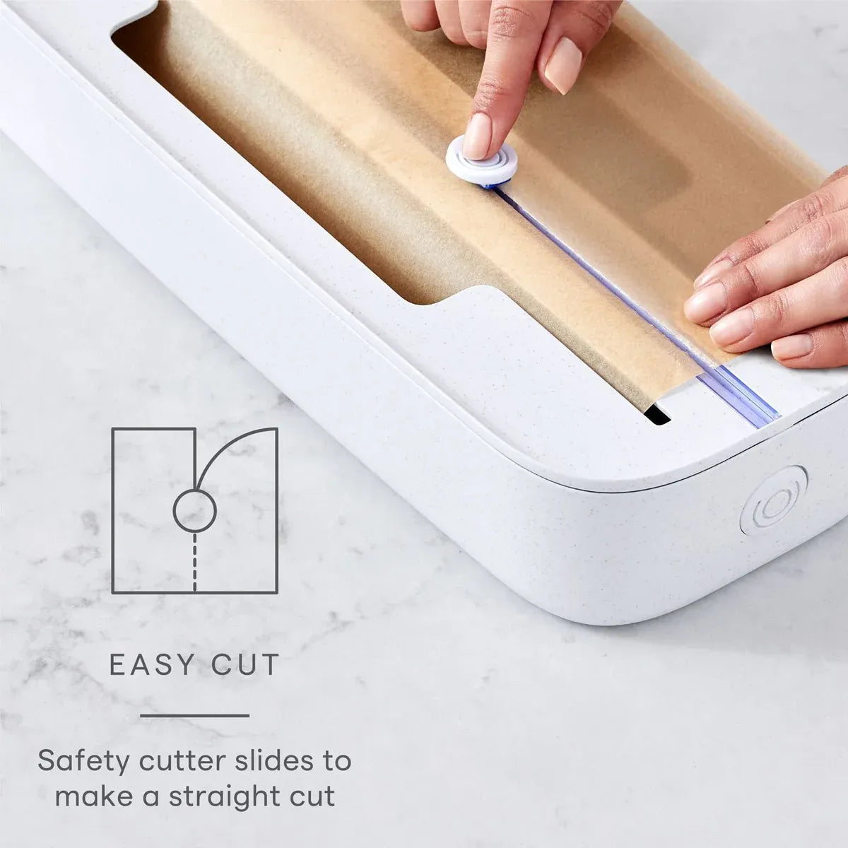 Kitchen Plastic Wrap Cutter Cling Film Dispenser Box ABS White 38.5 x 15 x 7cm