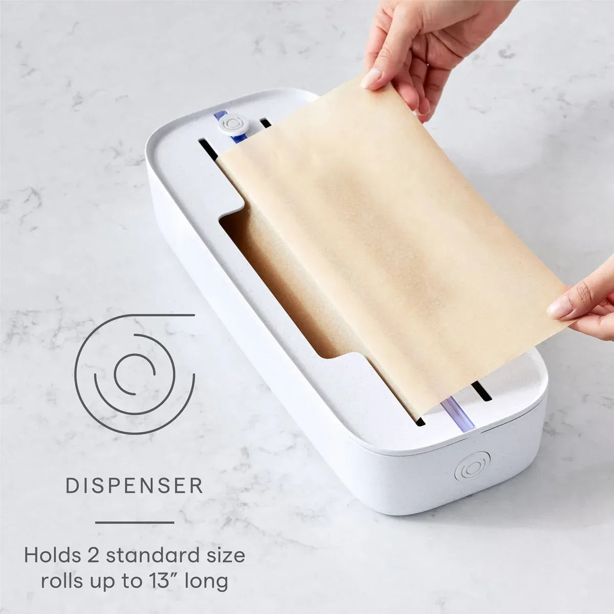 Kitchen Plastic Wrap Cutter Cling Film Dispenser Box ABS White 38.5 x 15 x 7cm