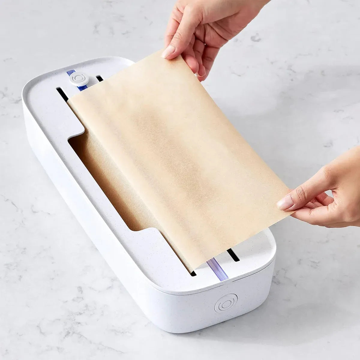 Kitchen Plastic Wrap Cutter Cling Film Dispenser Box ABS White 38.5 x 15 x 7cm