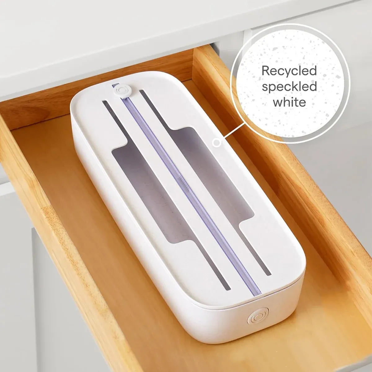 Kitchen Plastic Wrap Cutter Cling Film Dispenser Box ABS White 38.5 x 15 x 7cm