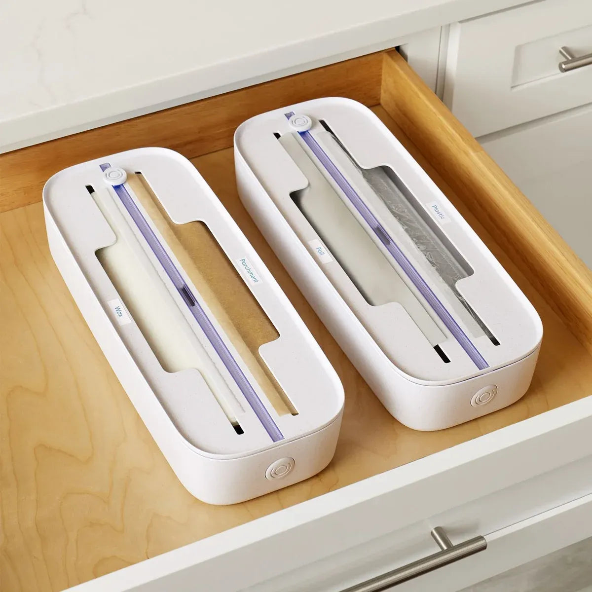 Kitchen Plastic Wrap Cutter Cling Film Dispenser Box ABS White 38.5 x 15 x 7cm