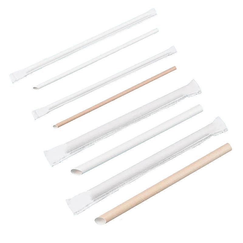 1000-2000pcs Colourful Paper Drinking Straws FOIL Metallic Party - White-6*190mm 2000PCS