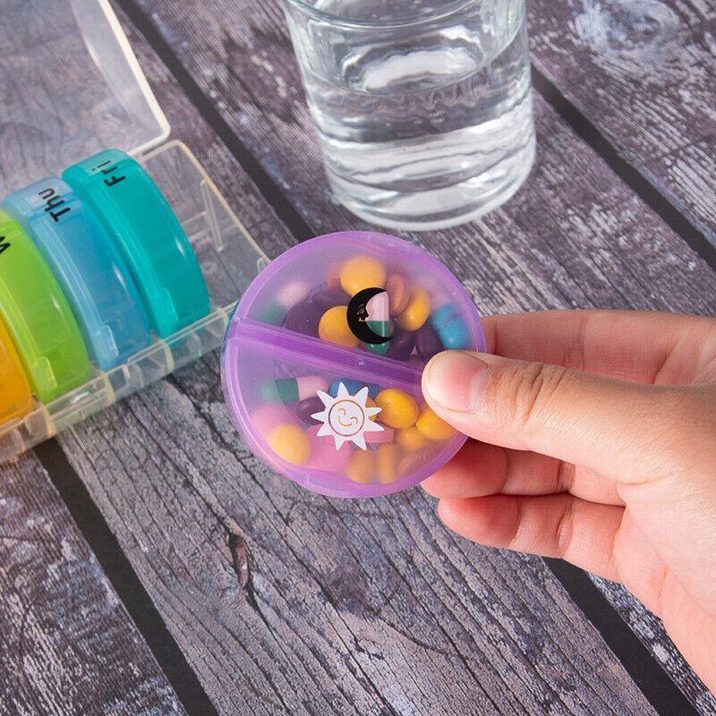 7 Day Weekly Case Dispenser Medicine Tablet Organizer Storage Container Pill Box - Colourful