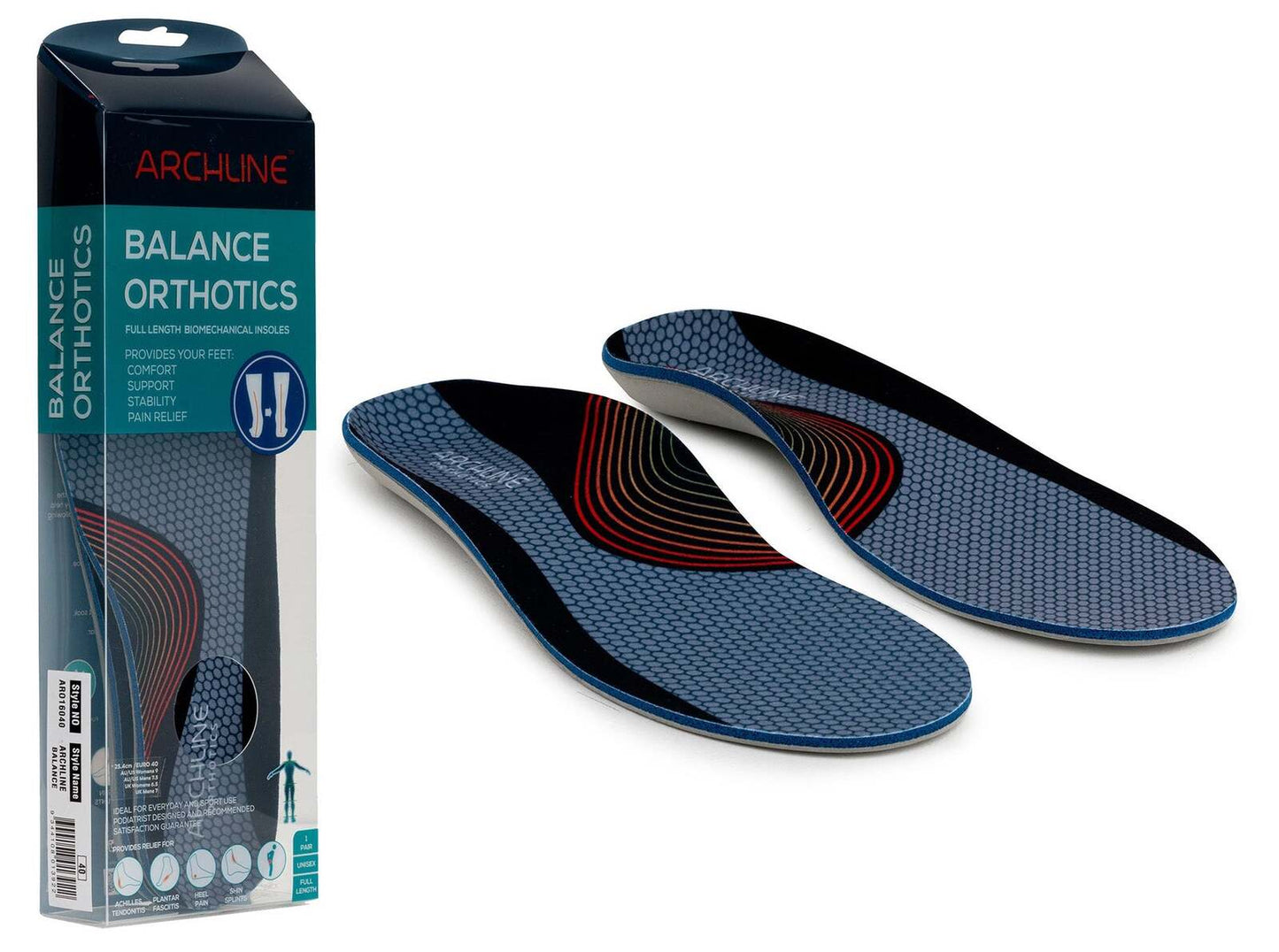 ARCHLINE Orthotics Insoles Balance Full Length Arch Support Pain Relief - EUR 45
