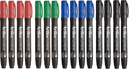 Artline Supreme Permanent Markers - Assorted Colours 15 pack