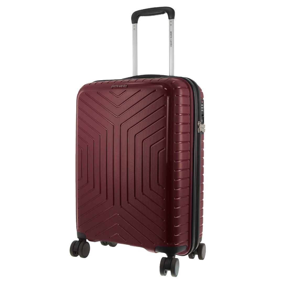 Pierre Cardin x Milleni 3-Piece Hardshell Super Light Luggage Bags Travel Suitcase - Burgundy/White