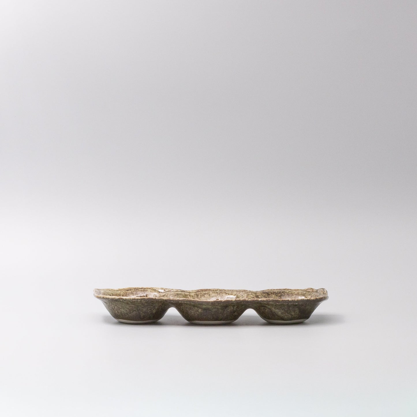 Edamame Triple Pod Dish Green Glaze