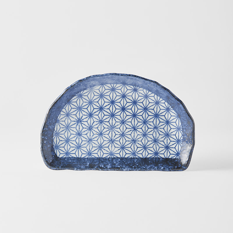 Plate Tempura 21cm Indigo Blue Starburst Design