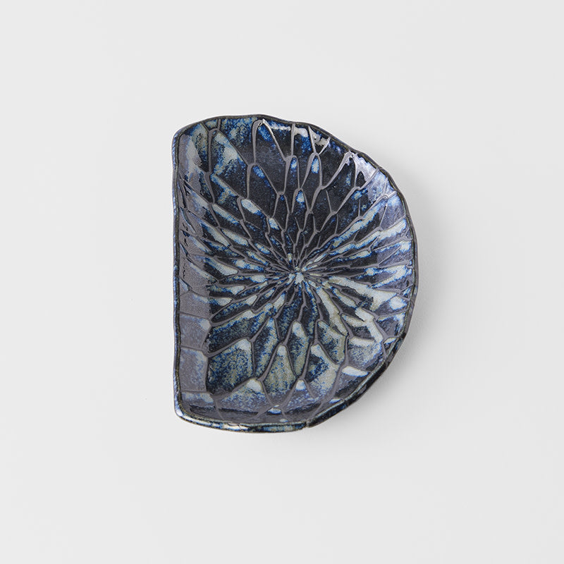Plate D Shaped 21cm Indigo Blue Design