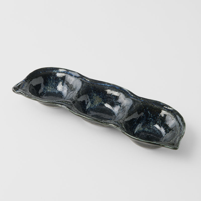 Edamame Triple Pod Dish 200ml Indigo Blue