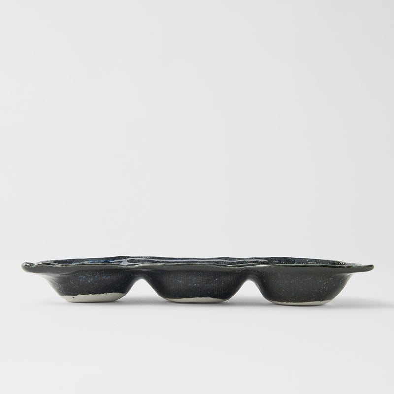 Edamame Triple Pod Dish 200ml Indigo Blue