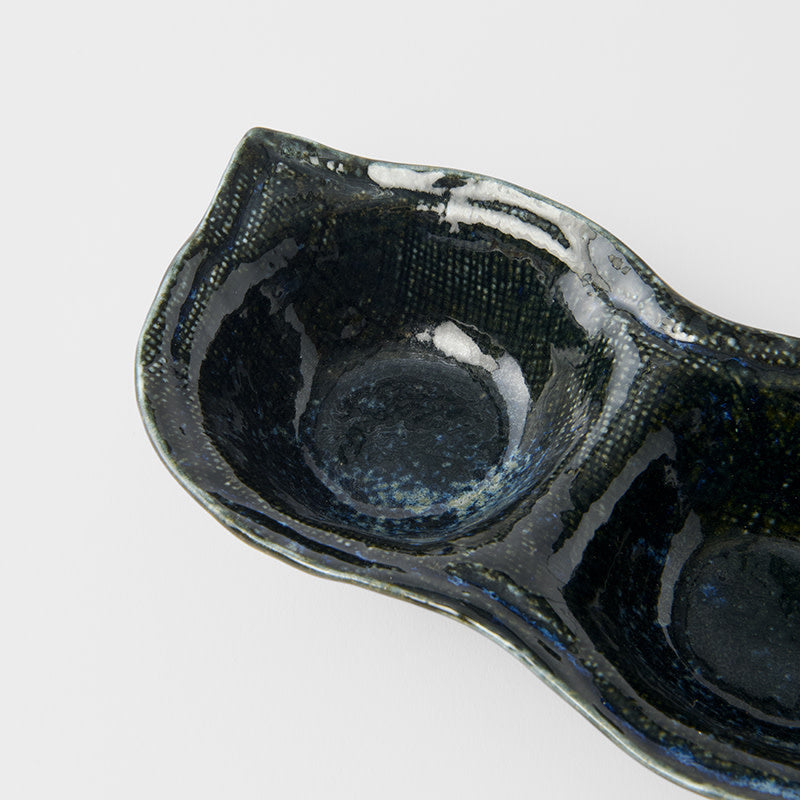 Edamame Triple Pod Dish 200ml Indigo Blue