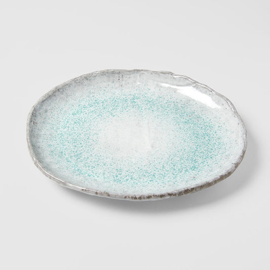Plate Oval 30cm Aqua Splash Glaze