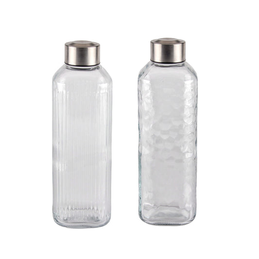 bulk 12 Glass Bottle w Metal Screw Lid 1Lt Assort 8x23cm