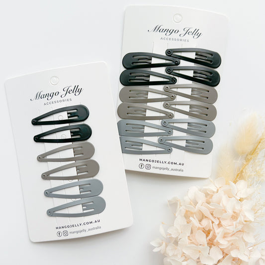 Essential Snap Hair clips - Black - 12 Pieces
