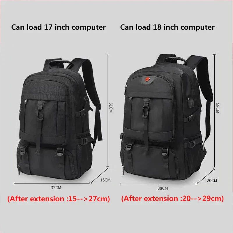 80L Mens Travel Backpack Waterproof  Black