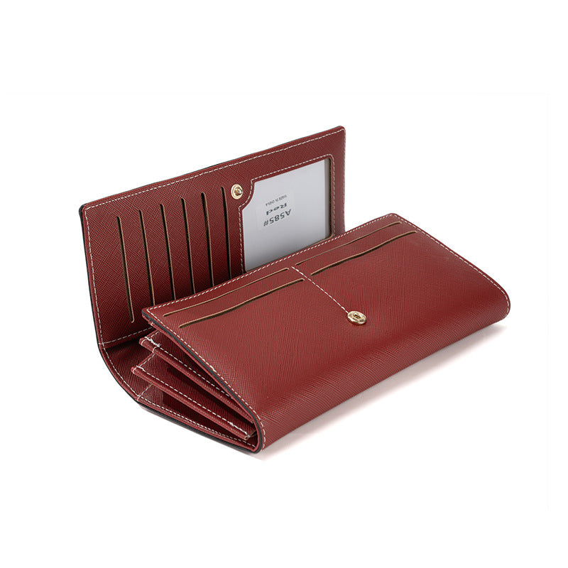Blue PU Slim Wallet with Polyester Interior - Stylish Clutch for Cards and Cash