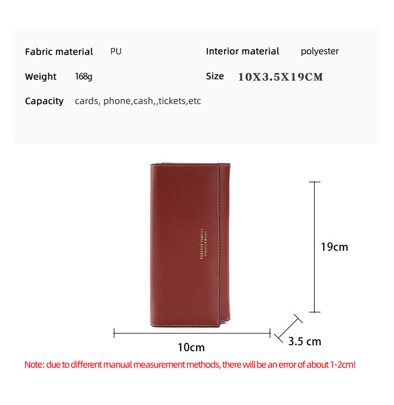 Pink PU Slim Wallet with Polyester Interior - Stylish Clutch for Cards and Cash