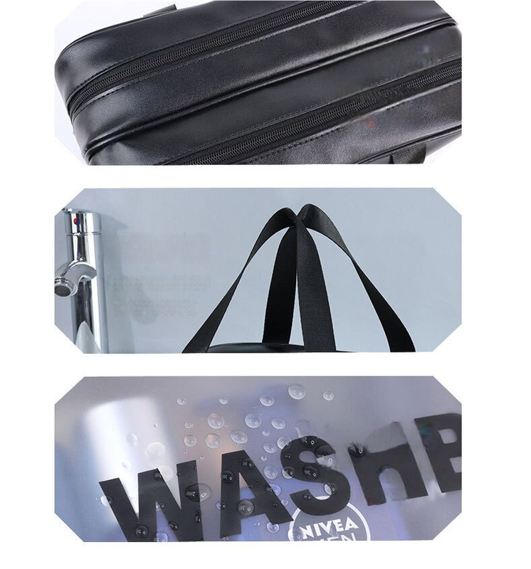2PCS Dual-Layer Transparent PU Cosmetic Pouch - Wet and Dry Separation, Large size(31*15*20cm)- Pink